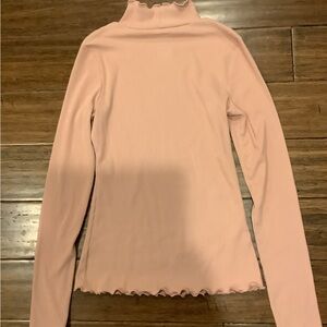 Pink Ribbed Turtleneck Top